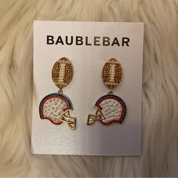 Baublebar Football Helmet Drop Earrings - New on Card - Picture 3 of 6
